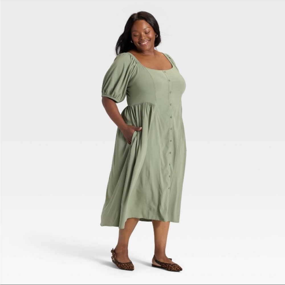 Ava & Viv Sage Green Midi Dress